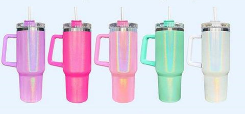 40oz Iridescent Shimmer Tumbler with Lid and Straw - Sublimation Ready