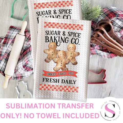 Sugar & Spice Baking Co. - 1 Sublimation Transfer Only! Small Rectangle Sublimation Transfer