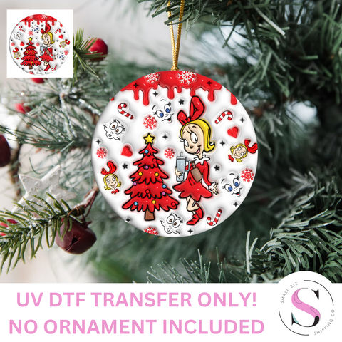 *DECAL ONLY* Cindy Red 3" Ornament - UV DTF Decal