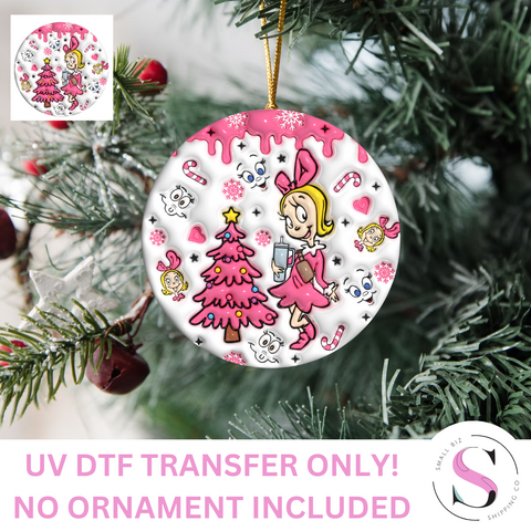 *DECAL ONLY* Cindy Pink 3" Ornament - UV DTF Decal