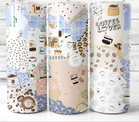 Coffee Lover - 1 Sublimation Wrap Only! 16oz Skinny Tumbler Sublimation Wrap