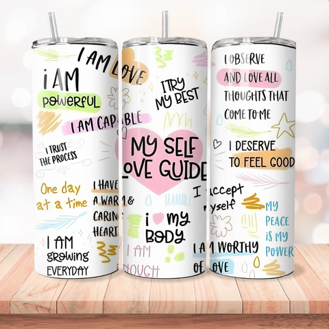 Self Love Guide - 1 Sublimation Wrap Only! 16oz Skinny Tumbler Sublimation Wrap