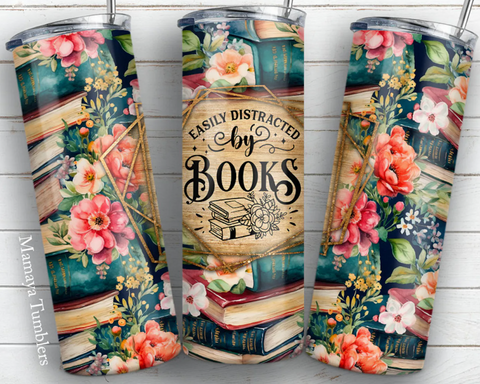 Easily Distracted by Books - 1 Sublimation Wrap Only! 16oz Skinny Tumbler Sublimation Wrap