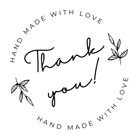 Handmade With Love Thank You Shipping Stickers  | 2" Round Shipping Stickers