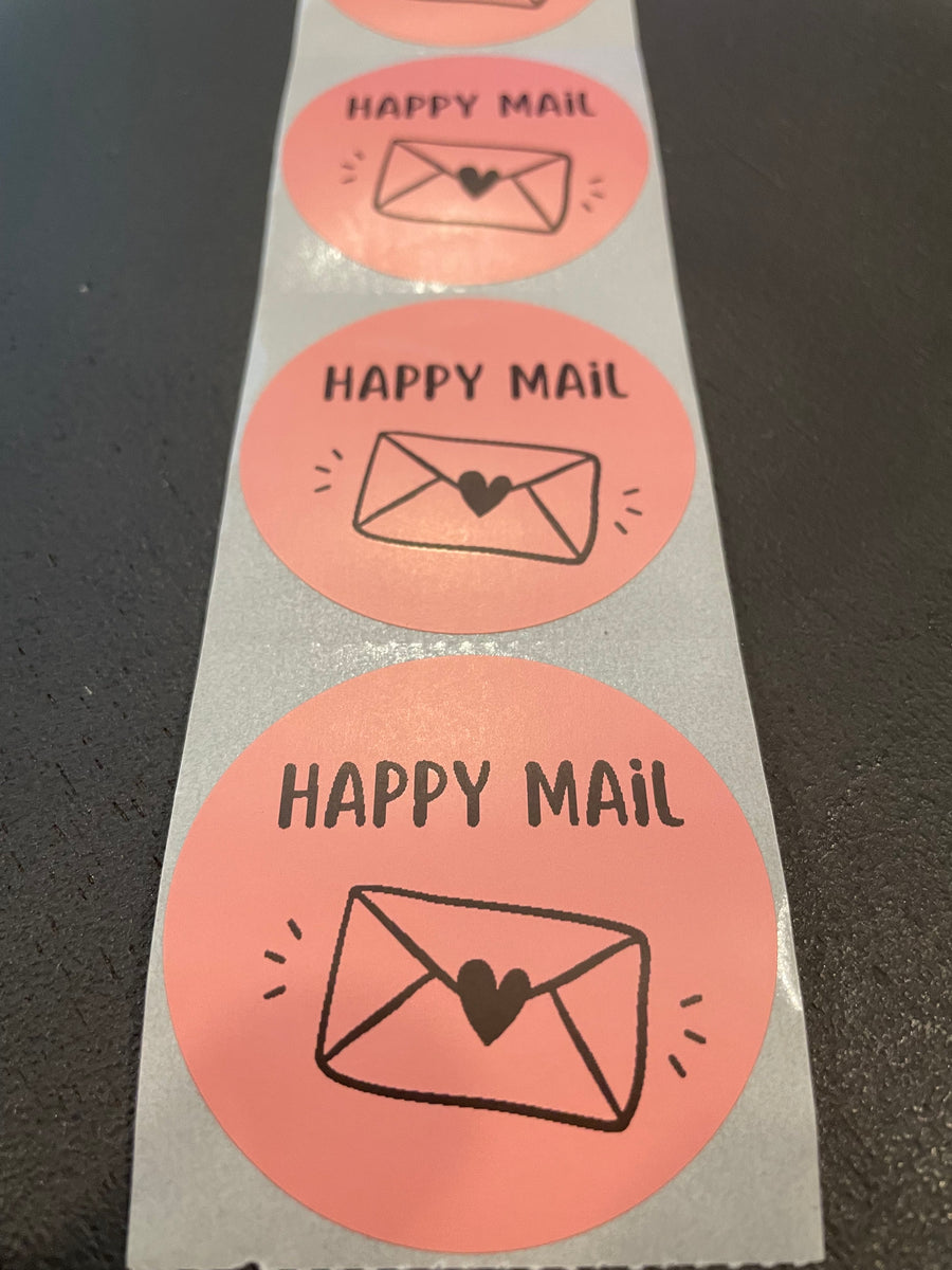 Happy Mail  2 Round Shipping Stickers – Small Biz Shipping Co