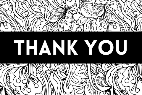 Black Floral Sketch - Thank You Cards Insert Cards