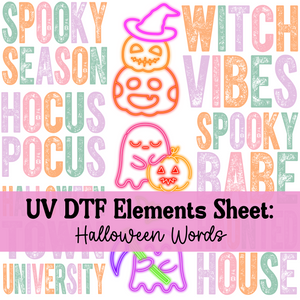 UV DTF Elements Sheet - Halloween Words