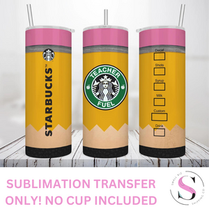 Pencil Coffee - 1 Sublimation Wrap Only! 16oz Skinny Tumbler Sublimation Wrap