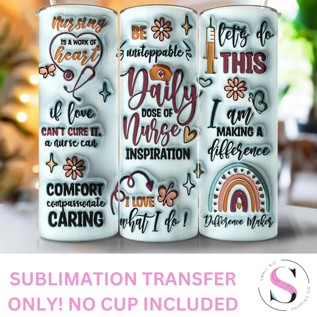 Daily Dose Nurse Puff - 1 Sublimation Wrap Only! 16oz Skinny Tumbler Sublimation Wrap