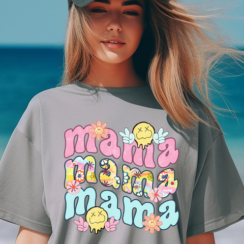 Mama Tropical Smiley - DTF Full Color TShirt Transfer