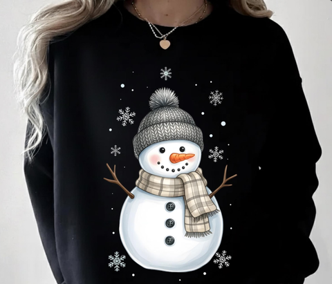 DTF Full Color TShirt Transfer - Snowman w/Plaid Scarf