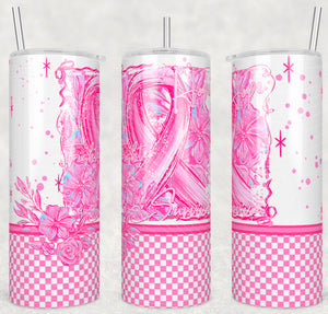 Skinny Tumbler Sublimation Wrap - Sketch Pink Ribbon