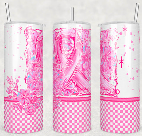Skinny Tumbler Sublimation Wrap - Sketch Pink Ribbon