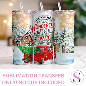 Most Wonderful Time - 1 Sublimation Wrap Only! 16oz Skinny Tumbler Sublimation Wrap