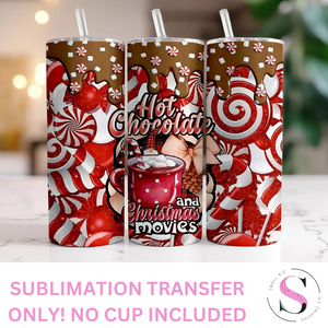 Hot Chocolate and Christmas Movies - 1 Sublimation Wrap Only! 16oz Skinny Tumbler Sublimation Wrap