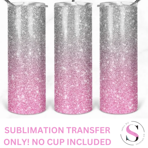 Pink Silver Glitter - 1 Sublimation Wrap Only! 16oz Skinny Tumbler Sublimation Wrap