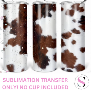 Cow Hide - 1 Sublimation Wrap Only! 16oz Skinny Tumbler Sublimation Wrap