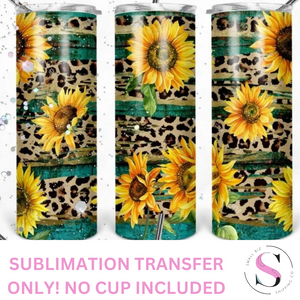 Cheetah Sunflowers - 1 Sublimation Wrap Only! 16oz Skinny Tumbler Sublimation Wrap