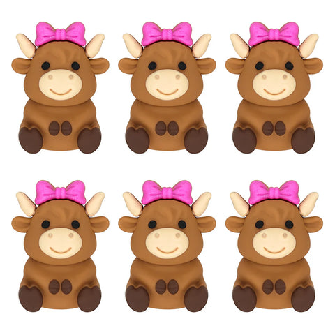 Silicone Focal - Cow with Bow (Teal or Pink)