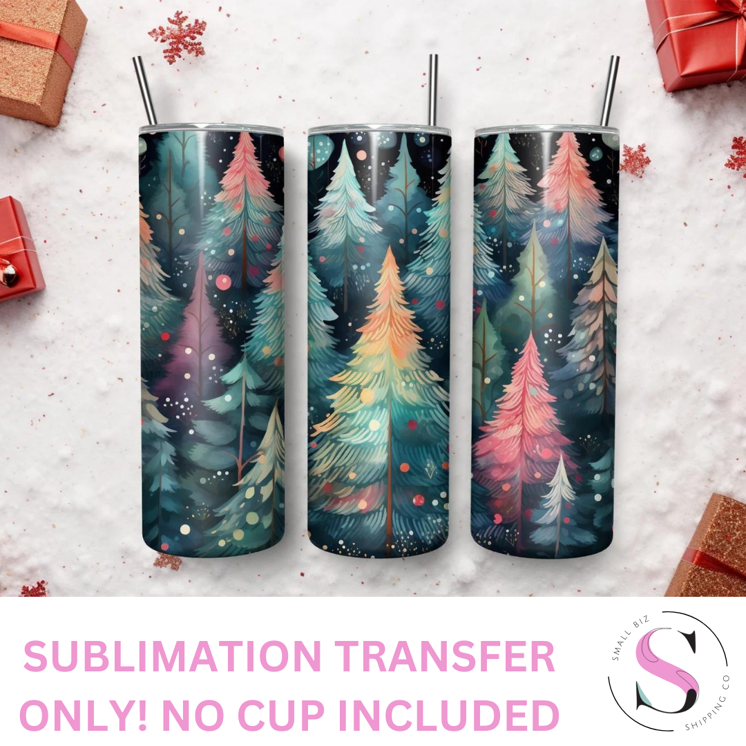 Neon Christmas Trees - 1 Sublimation Wrap Only! 20oz Skinny Tumbler Sublimation Wrap