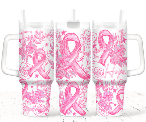 40oz UV DTF Wrap - Full Top & Bottom - BC Sketch Pink Bow