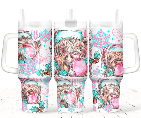 40oz UV DTF Wrap - Full Top & Bottom - Highland Bubblegum