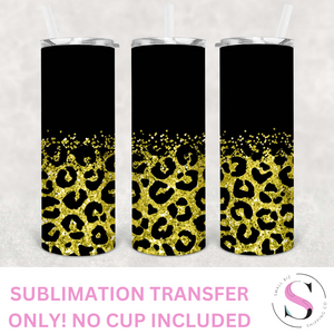 Matte Black and Yellow Glitter Leopard - 1 Sublimation Wrap Only! 20oz Skinny Tumbler Sublimation Wrap