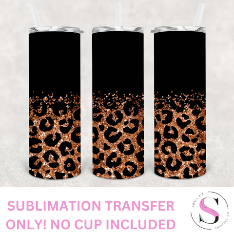 Matte Black and Bronze Glitter Leopard - 1 Sublimation Wrap Only! 20oz Skinny Tumbler Sublimation Wrap