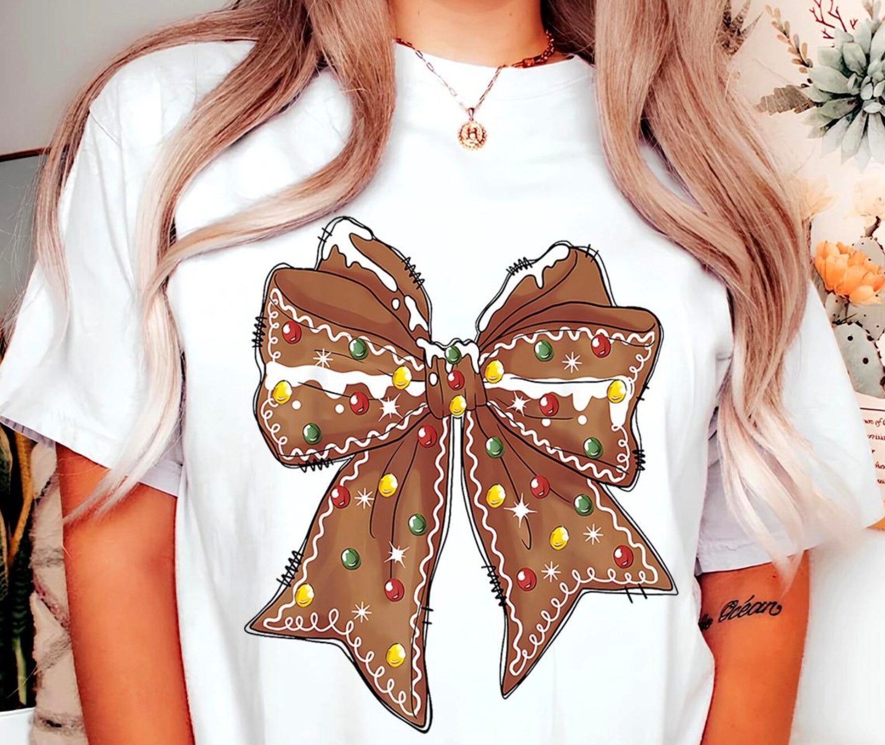 DTF Full Color TShirt Transfer - Iced Gingerbread Bow