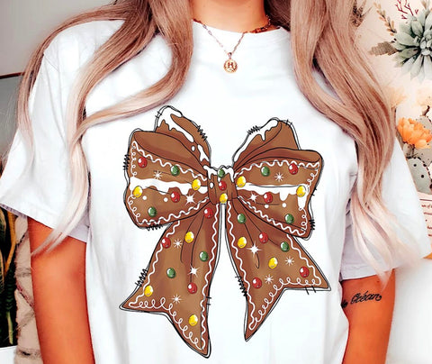 DTF Full Color TShirt Transfer - Iced Gingerbread Bow