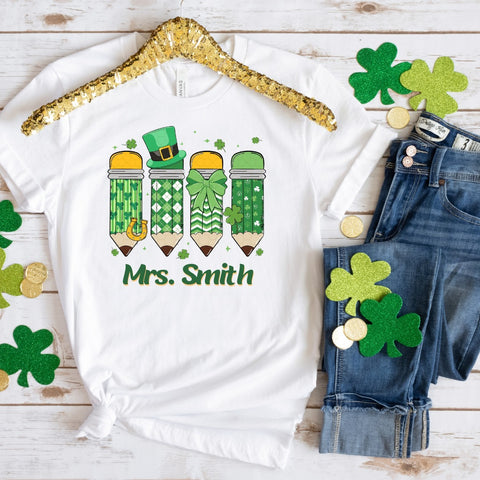 DTF Full Color TShirt Transfer - St Patty Pencils *CUSTOMIZABLE*