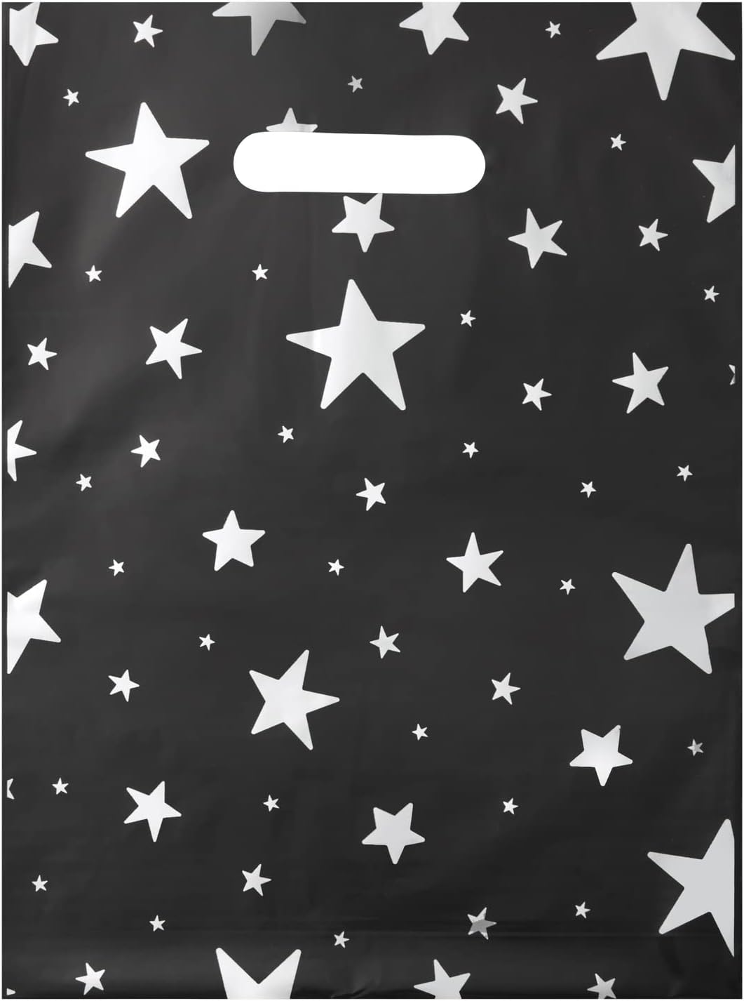 9x12" Black & Silver Star Thank You Merchandise Bags