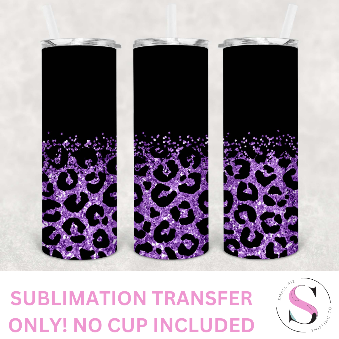 Matte Black and Purple Glitter Leopard - 1 Sublimation Wrap Only! 20oz Skinny Tumbler Sublimation Wrap