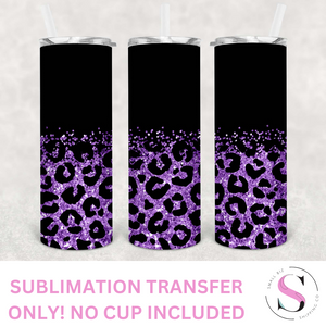 Matte Black and Purple Glitter Leopard - 1 Sublimation Wrap Only! 20oz Skinny Tumbler Sublimation Wrap