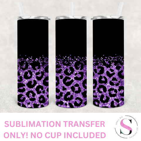 Matte Black and Purple Glitter Leopard - 1 Sublimation Wrap Only! 20oz Skinny Tumbler Sublimation Wrap