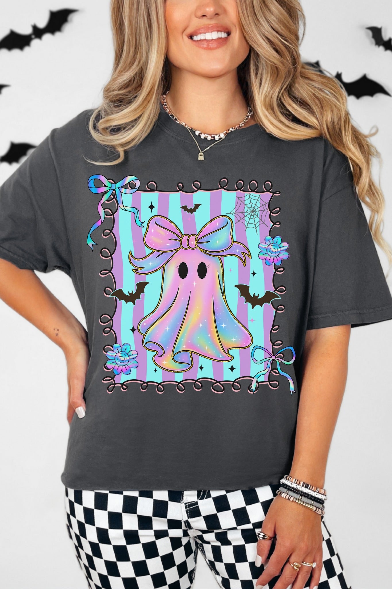 DTF Full Color Transfer - Iridescent Stripe Ghost