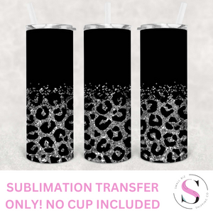 Matte Black and Silver Glitter Leopard - 1 Sublimation Wrap Only! 20oz Skinny Tumbler Sublimation Wrap