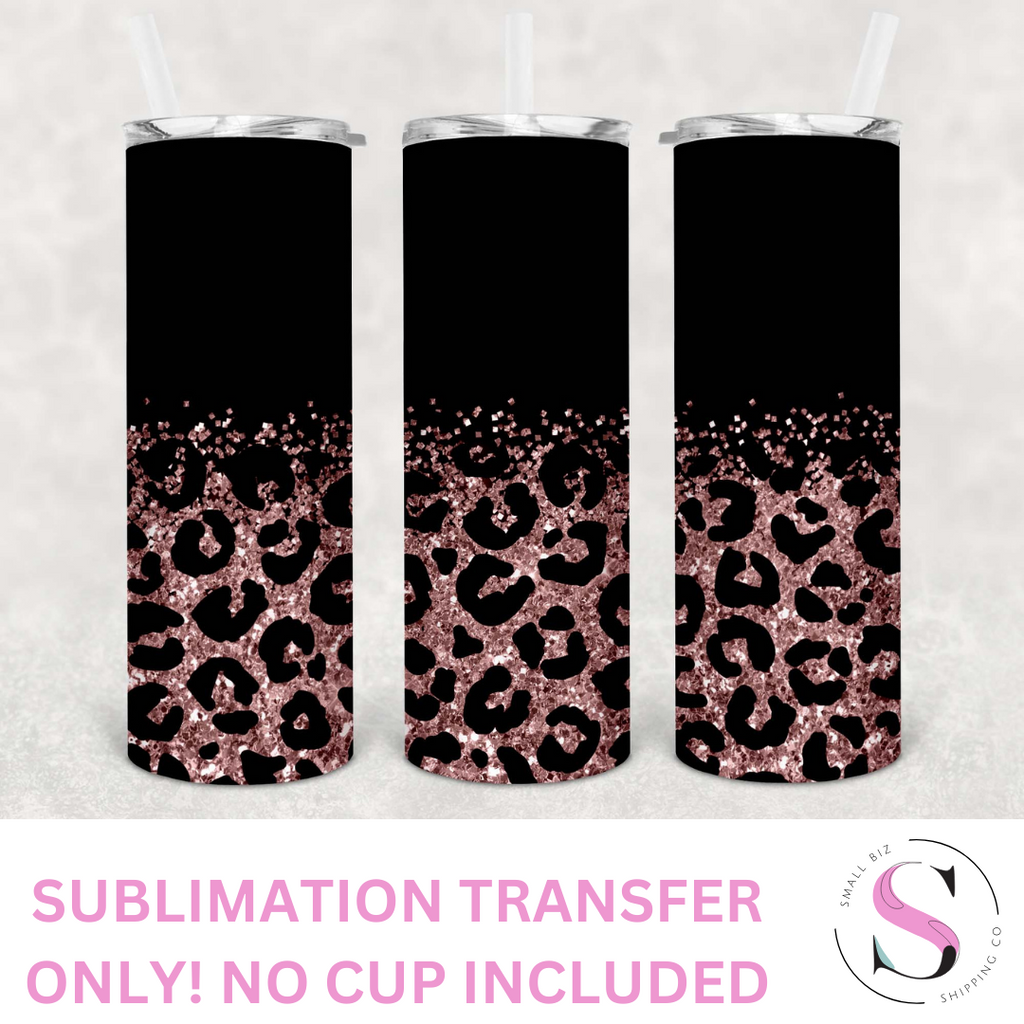 Matte Black and Light Pink/Rose Gold Glitter Leopard - 1 Sublimation W –  Small Biz Shipping Co