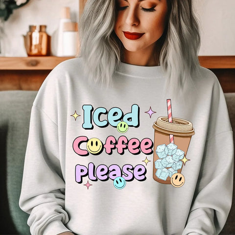 Iced Coffee Please - DTF Full Color TShirt Transfer