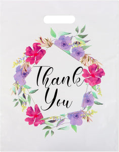 12x15" Floral Thank You Merchandise Bags