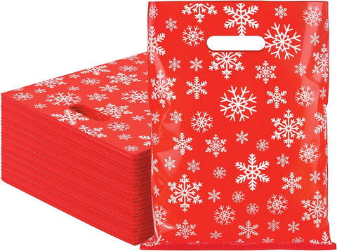12x15" Red & White Snowflakes Thank You Merchandise Bags