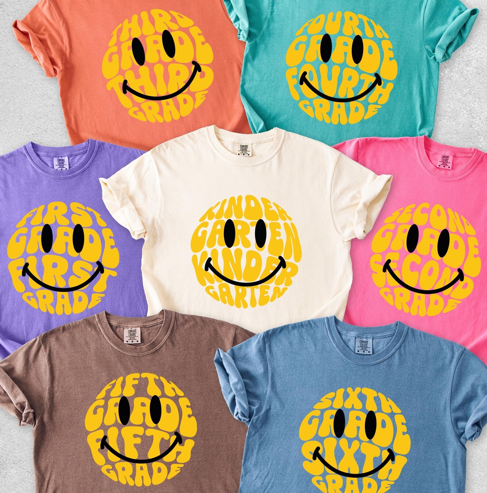 DTF Full Color TShirt Transfer - Yellow Smiley Grades