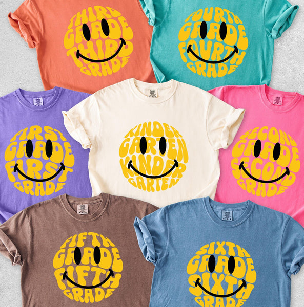 DTF Full Color TShirt Transfer - Yellow Smiley Grades