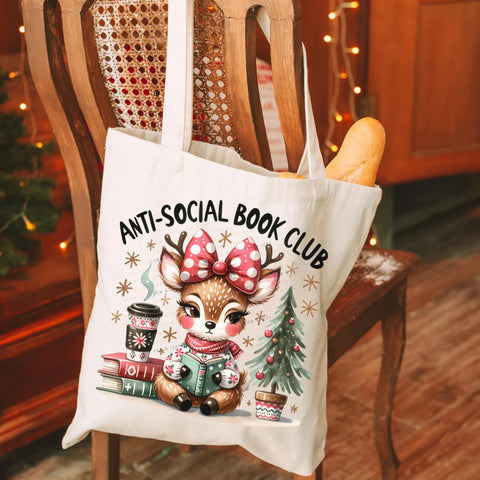 DTF Full Color TShirt Transfer - Anti-Social Book Club Reindeer