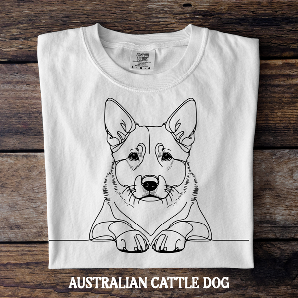 DTF Full Color TShirt Transfer - Simple Sketch Dog - You Choose Color & Breed!