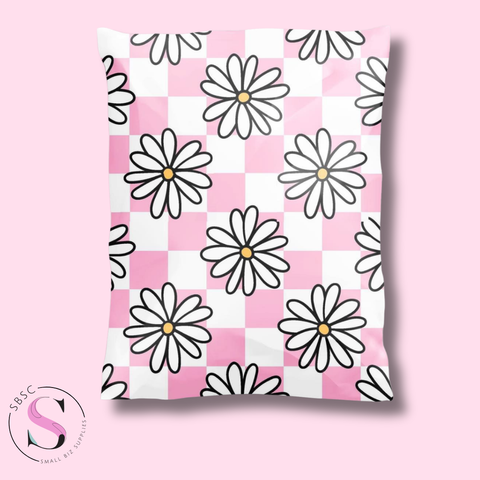 12x15" Poly Mailer - Pink Checkered Daisies