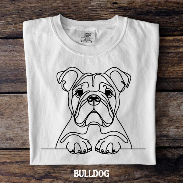 DTF Full Color TShirt Transfer - Simple Sketch Dog - You Choose Color & Breed!