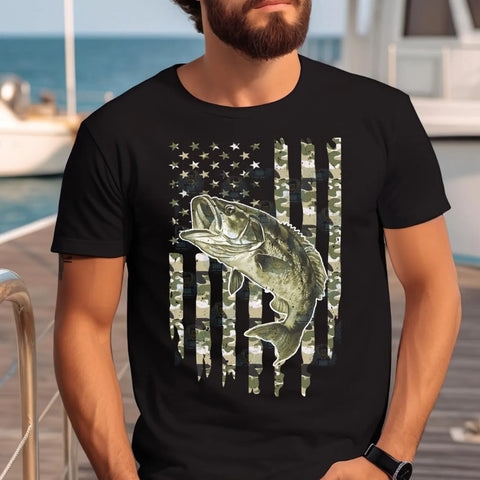 DTF Full Color TShirt Transfer - Bass Camo Flag