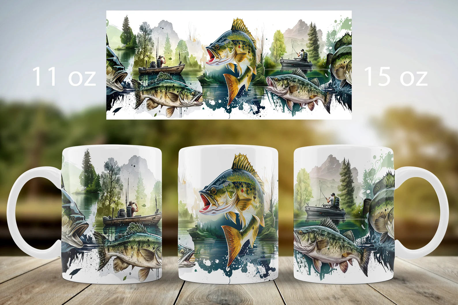 16oz UV DTF Wrap - Painted Bass Fish