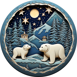 3" Ornament UV DTF Decal - Blue Polar Bears